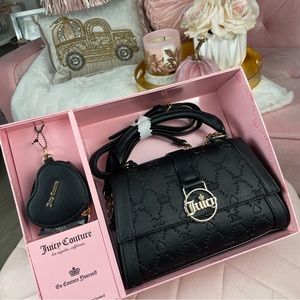 Juicy Couture Black Deboss Liquorice Fancy Flap Purse